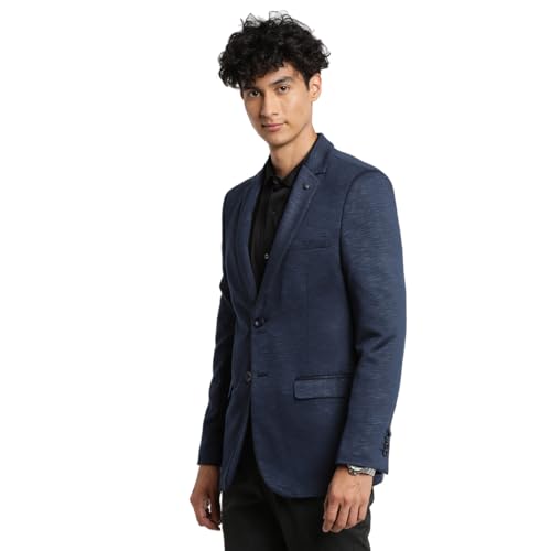 Image of Turtle Men Knitted Checkered Blue Blazer