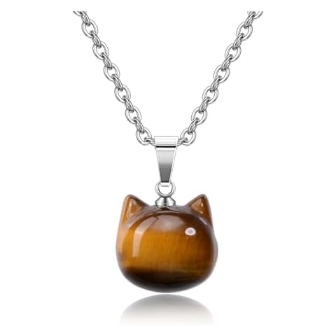 Jovivi Tiger Eye Cat Crystal Necklace Cover