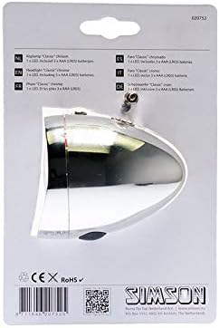 SIMSON Bicycle Parts Head Light Battery [Classic] Chrome, Clear