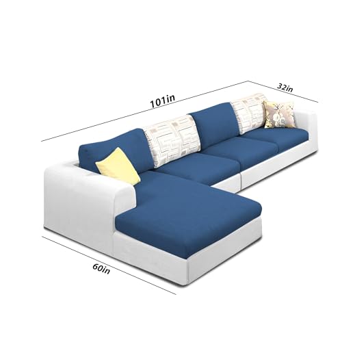 Image of Koza LHS 6 Seater L Shape Sofa Set for Living Room (Blue Grey Fabric) Premium Fabric Sofa