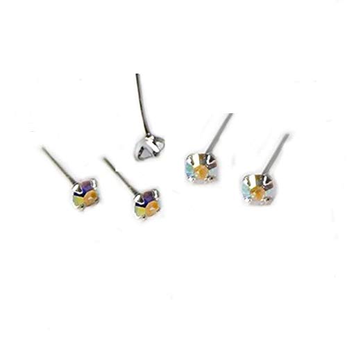 Set 5 Pezzi, Piercing ORECCHINO Naso, 2 MM Strassino Strass