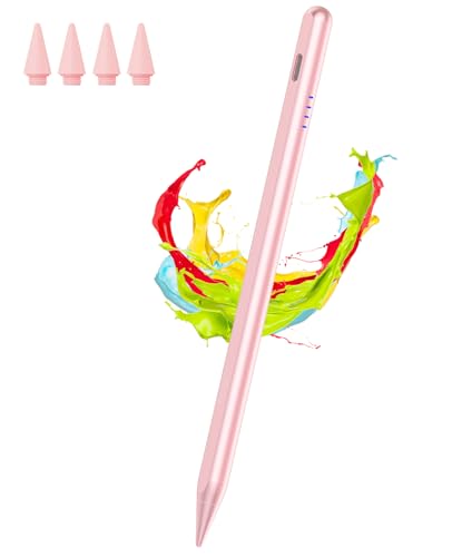 Stylus Pen for iPad 9&10th Generation 2018-2025 with Palm Rejection Tilt Sensitivity Tablet Digital Pencil Suit with Apple iPad 6/7/8/9/10th Pro 11/12.9/M4 Air 3/4/5th/M2/M3 Mini 5/6th - Pink