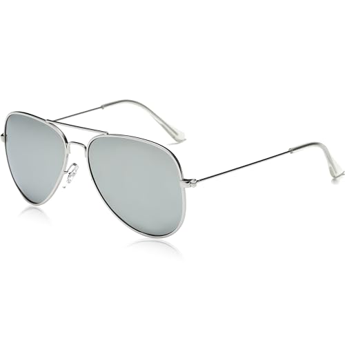 SOJOS Classic Aviator Polarized Sunglasses for Men Women Vintage Retro Style,Silver/Silver,62mm3