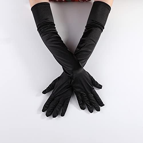 Satin Gloves 4pairs 52CM Solid Color Satin Long Finger Mittens Women Evening Party