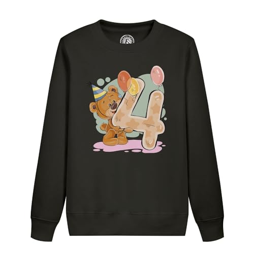 Sweatshirt enfant 4 ans anniversaire illustration ourson vêtement coton