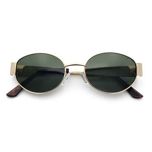 SA106 Classic 90s Oval Metal Rim Thick Mid Temple Fashion Sunglasses