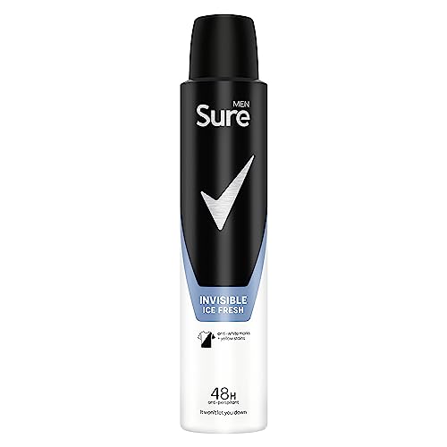 Sure Men Invisible Ice Fresh Anti-Perspirant Aerosol deodorant for men that protects against white marks and yellow stains for 48-hour sweat and odour protection 6x 200ml - Image 3