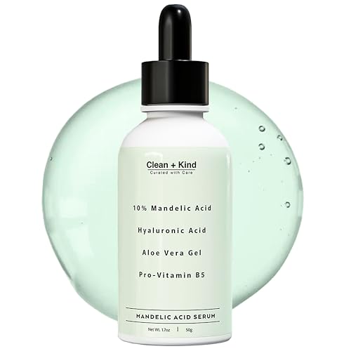 10% Mandelic Acid with Hyaluronic Acid & Aloe Vera – Gentle Exfoliating Serum for Dark Spots, Acne, Wrinkles & Redness – Anti-Aging Brightening Serum with B5