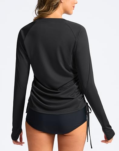 SANTINY Women's Rash Guard UPF50+ SPF Long Sleeve Swimsuits Top UV Sun Protection Swim Shirts for Woman with Zip2