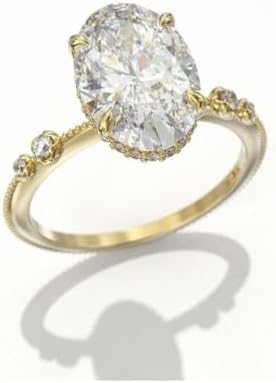 14k Gold Plated Engagement gift, 5 ct Oval Diamond Wedding Engagement Ring in Sterling Silver Ring, 925 Sterling Silver,Solitaire Ring,Gift For Her,Size 3-12 (USA)3
