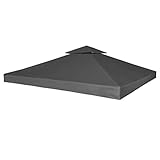 3x3m Gartenpavillon Zelt Ersatz, PVC Pavillonabdeckung Dach Terrassenüberdachung Wasserdicht Zeltspitze 310g/m², Dunkelgrau 3x3m