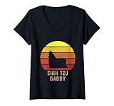 Photo Gallery donna shih tzu daddy funny shih tzu dog dad vintage dog lover maglietta con collo a v Photo Gallery donna shih tzu daddy funny shih tzu dog dad vintage dog lover maglietta con collo a v