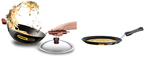 Hawkins Futura Nonstick Induction Compatible Stir-Fry Wok with Stainless Steel Lid, Capacity 3 Litre, Diameter 28 cm, Thickness 3.25mm & Futura Aluminium Nonstick Flat Plastic Handle 4.88 mm Thickness