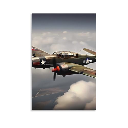 Tableau Avion Seconde Guerre Mondiale - Impression sur Toile pour Déco Bureau