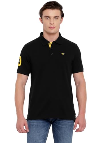 Image of Deniklo Men's Cotton Rich Half Sleeve Regular Fit Solid Polo T-Shirt (Available in Plus Size)