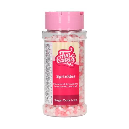 FunCakes Sugar Dots Love: Espolvoreado para Tartas, Gran Sabor, Perfecto para Decorar Tartas, Espolvoreado para Cupcakes. 80 g.