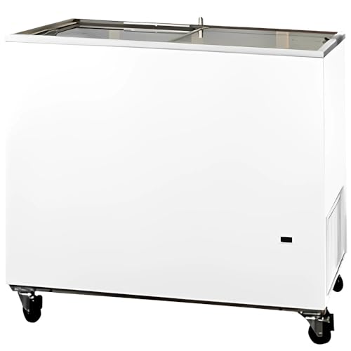 MBH – Congelador horizontal profesional con puerta de cristal 385 litros para hostelería. Arcón congelador industrial expositor puertas correderas - MADE IN EUROPE (1298 x 629 x 892 mm / 385 L)