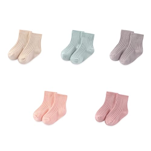 Image of JELYLOVE Unisex Baby Boy Girl Socks 5 Pack Ankle Crew Socks Breathable Socks Newborn Accessories Set