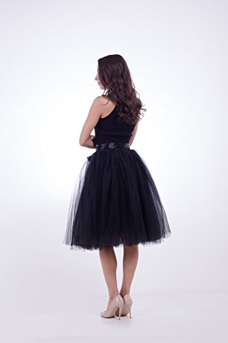 Women Tulle Skirt Adult 7 Layered Pleated Tutu Skirt A Line Knee Length Petticoat Girl Prom Party Skirt2