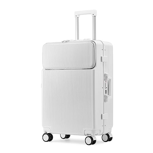 Smart Luggage, Premium Silent Suitcase with Large Capacity and Stylish Design, Ideal for Travelers (White-20 inches