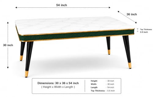 Image of WOODEN SPACE Majestic 4 Seater Wooden Dining Table Set | Urban Marble Top Dining Table with Chairs for Dining Room & Kitchen (Modern Vento Dark Green) (54 x 36 x 30 inch)