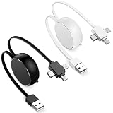 「2本組」3in1 充電ケーブル 巻き取り ライトニング充電ケーブル 1M 高速データ転送 iPhone マルチ充電コード 2.1A 充電 Haoano 格納式 Micro USB Type C 充電コード iPhone 15 Pro Max/14 Pro Max/13/12/SE/iPad Air/Mini/Galaxy S23 Ultra/S22 黒+白