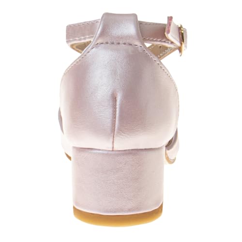 Image of Josmo Girls Low Heel Dress Pumps Crystal Strap Formal Wedding Sandals Flower Girl Shoes for Toddler /Little Kid /Big Kid