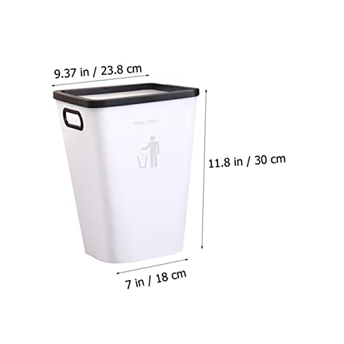Caneca de basura plástica rectangular para hogar blanca miniatura 6