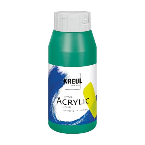 KREUL 17082 - Triton Acrylic Liquid Vert Turquoise 750 ml, Peinture acrylique de qualité supérieure pour études, à caractère légèrement fluide, séchage en profondeur mat