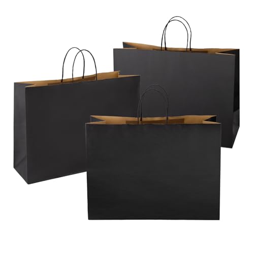 Sacs cadeaux en papier kraft noir grand format pour éviter les déchirures