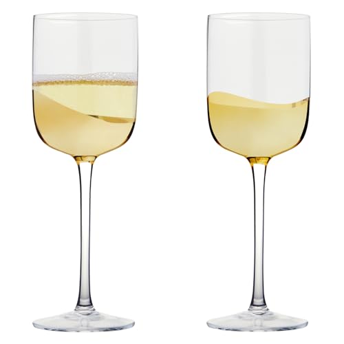 Wave Handmade Wine Glasses Perfect for Red Wine White Wine Water or Beverages 135 oz Gold Set of 2 Elegant Wine Glasses