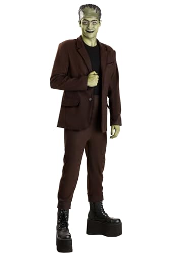 Fun Costumes Adult Herman Munster Costume | Men's The Munsters Father Figure Complete Outfit with Jacket & Frankenstein Headpiece - Brown - Large