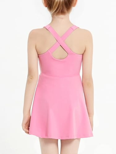 JiAmy Girls Tennis Dress Sleeveless Golf Outfit Cross Back Workout Sports Athletic Dresses Built in Shorts with Pockets4