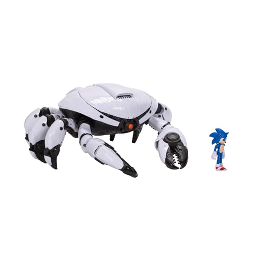 Sonic 3 The Hedgehog - Licence Officielle Sega - Coffret Figurines Articulées Sonic et Véhicules de Combat Crabe Robot - Trappe - Pinçes Pinçantes - Jouet Enfant - à Collectioner - 3 Ans +