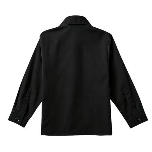 Image of Boys' Formal Tuxedo Shirt Long Sleeve Black Dress Shirts with Bow Tie