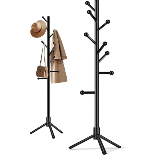 Briful Garderobenständer Kleiderbaum aus Holz – 175 cm Schwarz...