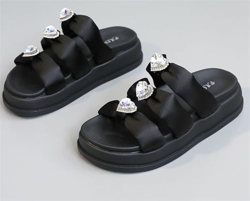 Women's High Heel Wedge Flipflops Sparkly Rhinestone Summer Platform3