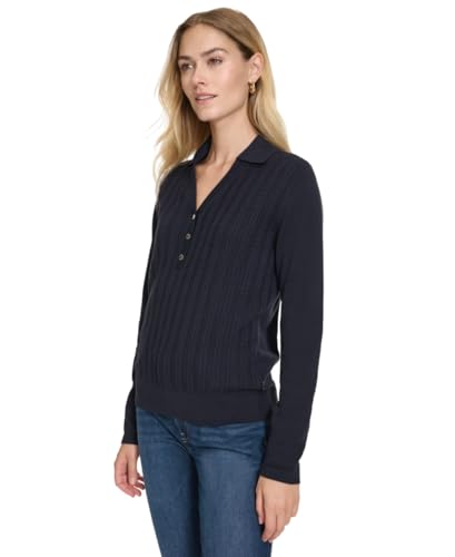 Image of Nautica Women's V-Neck Cable Polo Long Sleeve