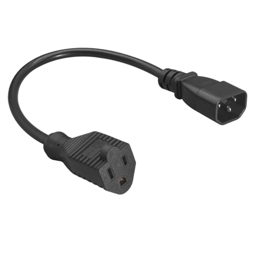 Image of Toptekits C14 to 5-15R Power Cord, IEC320 C14 to NEMA 5-15R Power Extension Cable Cord, PDU /UPS 18AWG Standard Computer Power Adapter Cord NEMA 5-15R to IEC320 C14(C14 to 5-15R W /Cable 1ft)