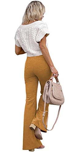 CHARTOU Women Bell Bottom Corduroy Pants Flare Pants High Waisted Wide Leg Palazzo Lounge Pants2