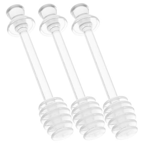 BEBEMOKO 3pcs Honey Stirrer Dipper Reusable Honey Rods Transparent Honey Sticks Jar Honey Stirring Rod Portable Stirring Stick Honey Mixing Sticks Mini Whisk Honey Pot Sticks re-usable