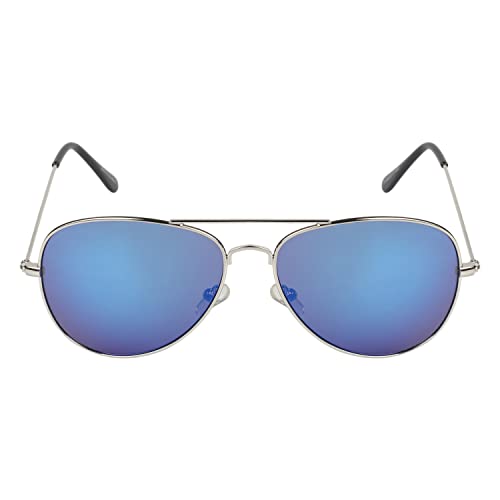 Image of Unisex UV Protected Aviator Shaped Full Rim Sunglasses With Assorted Colored Sunglasses Case, Frame - Plastic, Polycarbonate Lens