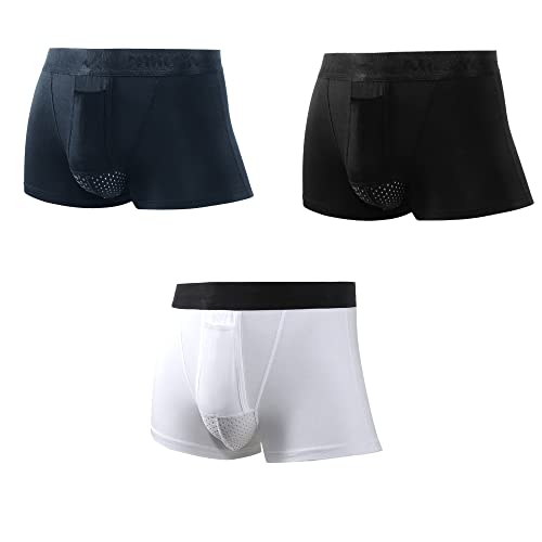 BaronHong Plus Size Men's Underwear Mesh Dual Pouch Modal Boxer Briefs