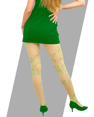 Jecery Women Green Leaf Tights Glitter Tights for Women Sparkly Vine Leggings for Spring3
