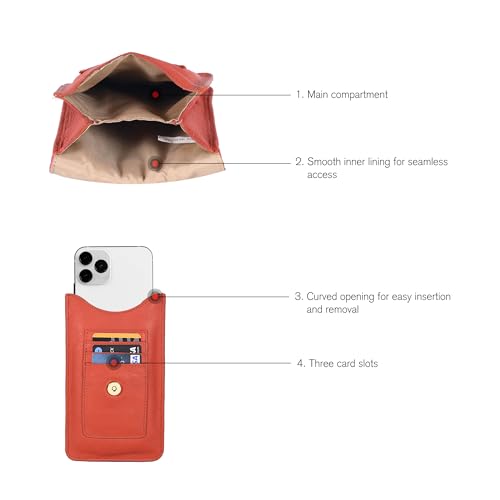 Image of Oak Leathers Small Crossbody Bag For Women - Mini Cell Phone Purse - Crossover Wallet Bag With Adjustable Shoulder Strap