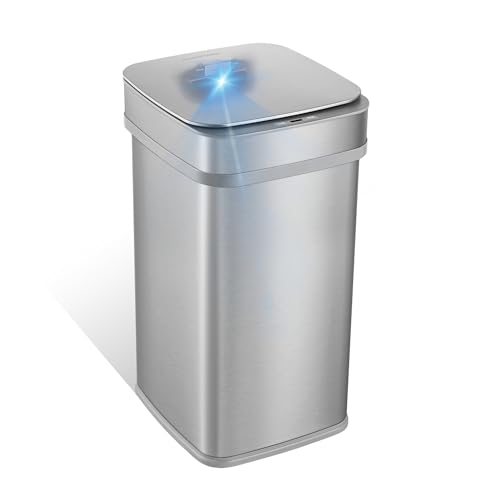 Caneca de basura inteligente Ninestars 13 gal plata