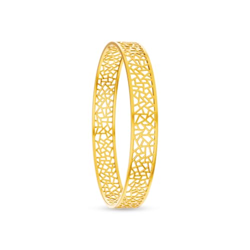Image of KISNA 9KT Mosaicra Gold Bangle For Women | BIS Hallmarked Yellow Gold Bangle | Lightweight Daily Wear Gold Jewellery | Gift for Wife, Mother & Sister | S 2.4 Anna