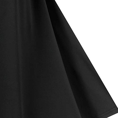 Yemenger Women's Vintage Long Sleeve Flare Dress Wrap Bust O-Neck Contrast Casual Solid Party Swing Dress Plus Size Black