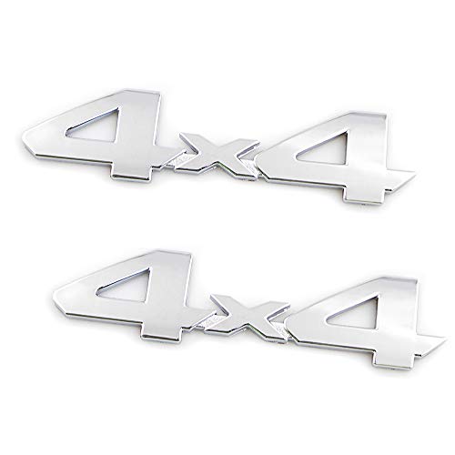 Image of 2Pcs 4x4 Emblems 3D Decal Nameplate Badge Replatement for Grand Cherokee Wrangler Compass Ram 1500 2500 3500 (Silver)