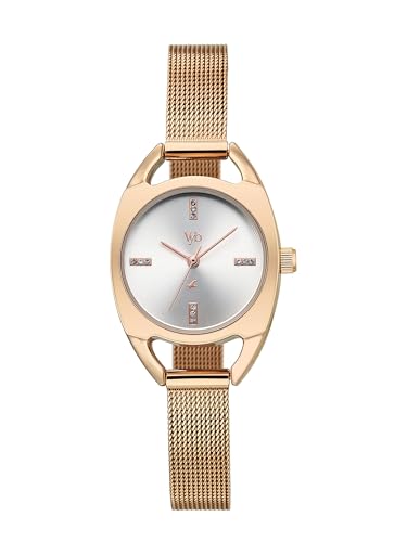 Image of Fastrack Vyb Spotlight with Quartz Analog Silver Dial Rose Gold Stainless Steel Strap Watch for Girls - FV60129WM01W